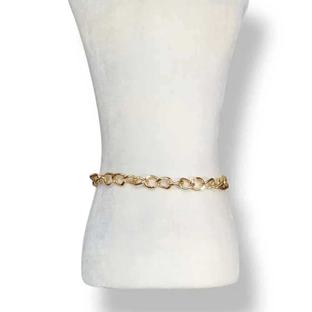 Deadstock Vintage Y2K Gold Tone Chunky Chain Belt Adjustable Statement‎ Buckle